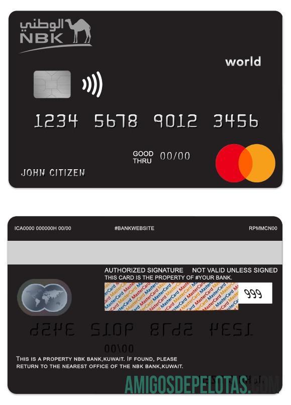 Kuwait NBK Bank World Mastercard download for verification